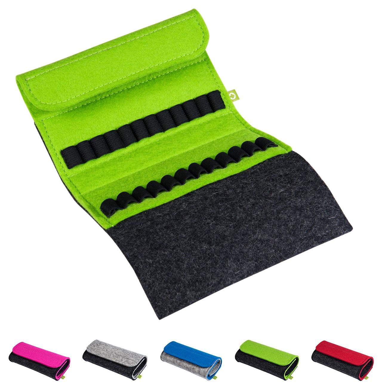 Homöopathische Taschenapotheke für Globuli, leer, Globuli-Tasche für 24 Globuli-Röhrchen (Glas), handgemacht aus echtem Filz (pink)