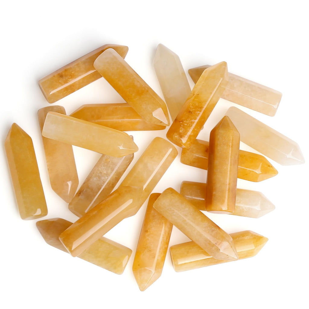 10pcs Gelber Aventurin Heilkristalle Stein Stab Edelsteine Sets Sechseckige Kristall Säule Bulk Hexagonal Punkt Turm Reiki Meditation Spirituelle Chakra Schutz Energieausgleich