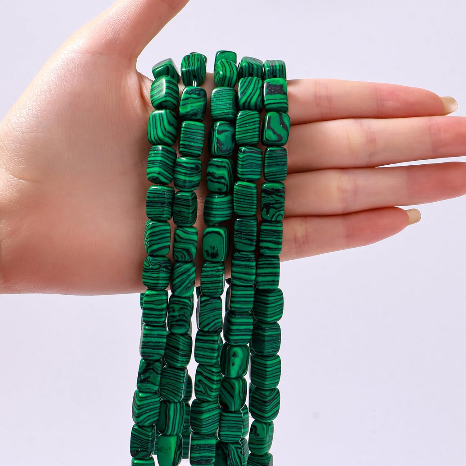 Natural Large Malachite Cube Stone Beads 8x11mm 38cm/str Loose Semi Gemstone Stone Square Beads for Making Bracelets Necklace