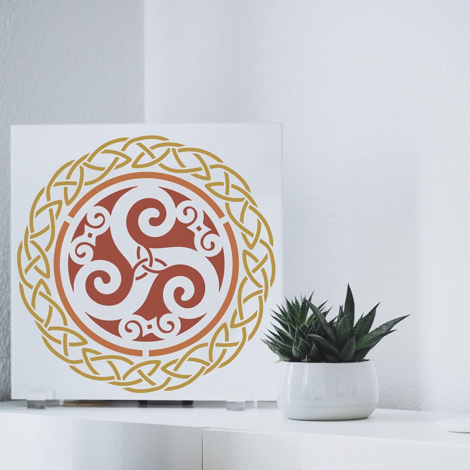 FINGERINSPIRE Celtic Triskele Stencil 30 x 30 cm Viking Celtic Knot Stencil Triple Spiral Celtic Symbol Stencil for Painting on Wall Canvas Tiles Furniture and Paper
