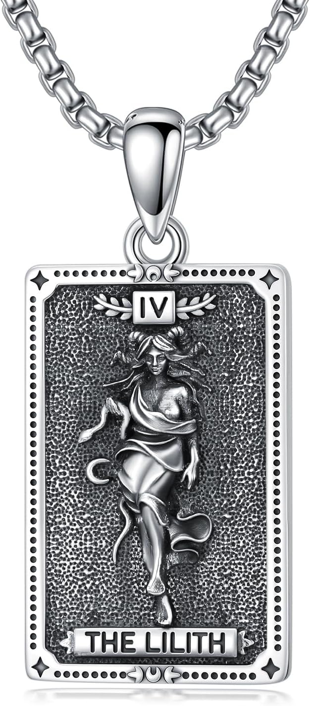 ROMANTICWORK Göttinnen Halskette für Damen 925 Sterling Silber Tarotkarten Anhänger Hekate/Athena/Artemis/Lilith/Medusa Kette Schmuck aus der griechischen Mythologie Geschenk für Weihnachten