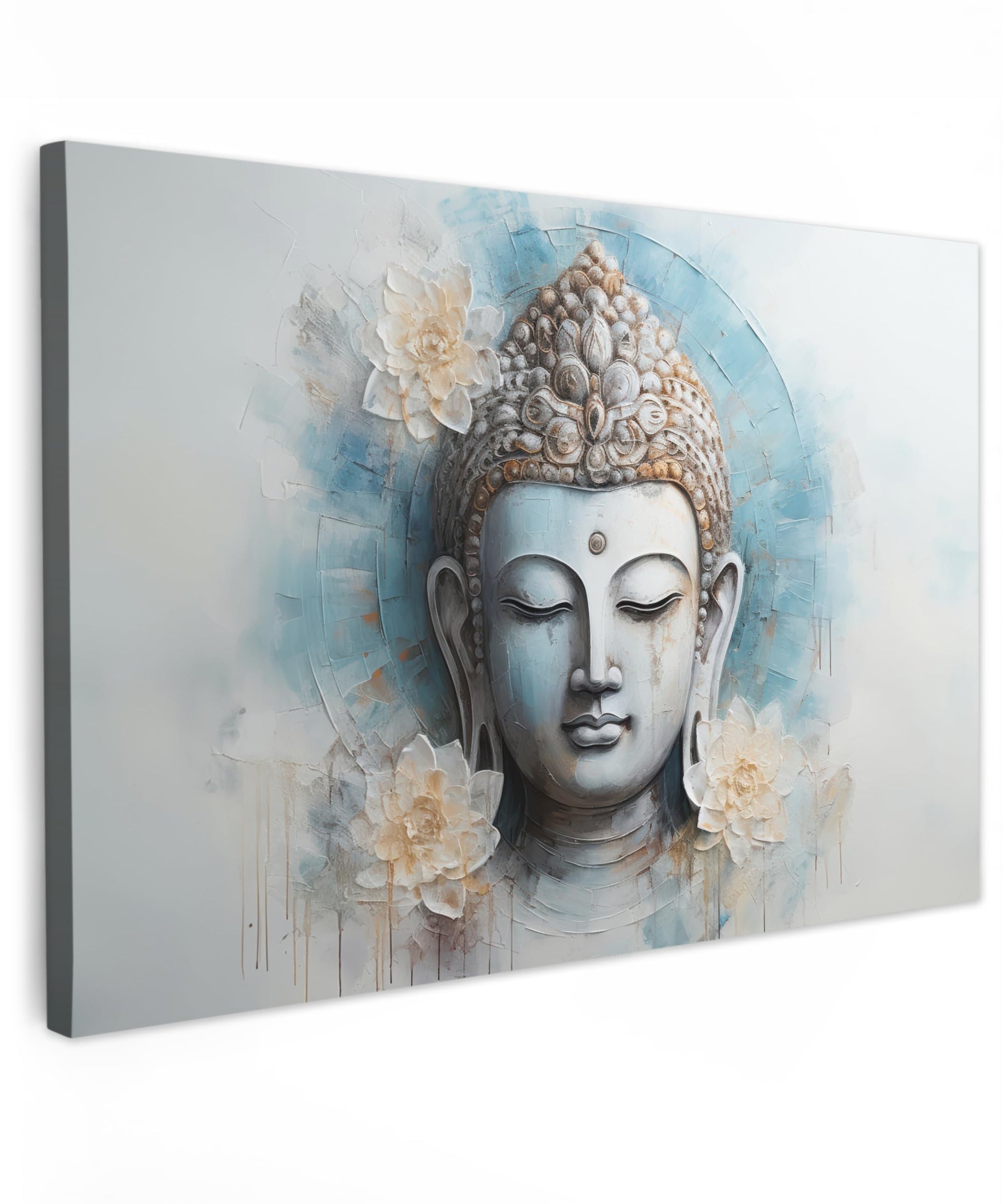 MuchoWow© Wall Pictures Large 120 x 80 cm XXL Bedroom Home Decoration Home Picture Living Room Photo Canvas Wall Pictures Canvas Wall Decor Buddha - Zen - Gold - Luxury - Spiritual