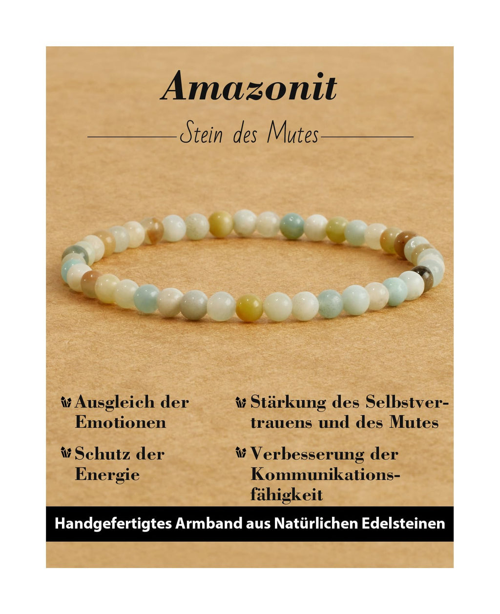 4 mm Stretch Bracelet Made of Real Natural Stone Beads, Healing Stone Bracelet, Yoga Bracelet for Women, Men, Lucky Bracelet, Friendship Bracelet, Replacement Beads Included