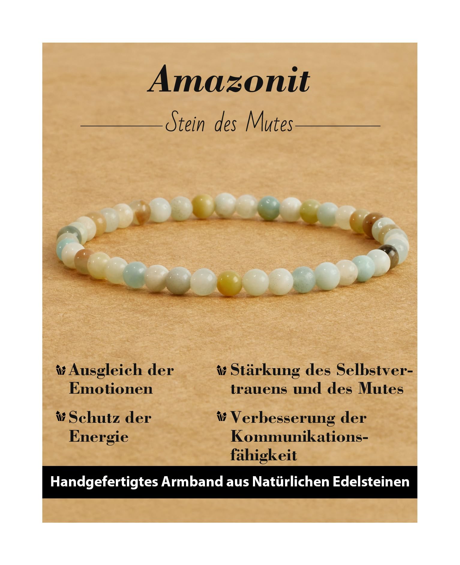 4 mm Stretch Bracelet Made of Real Natural Stone Beads, Healing Stone Bracelet, Yoga Bracelet for Women, Men, Lucky Bracelet, Friendship Bracelet, Replacement Beads Included