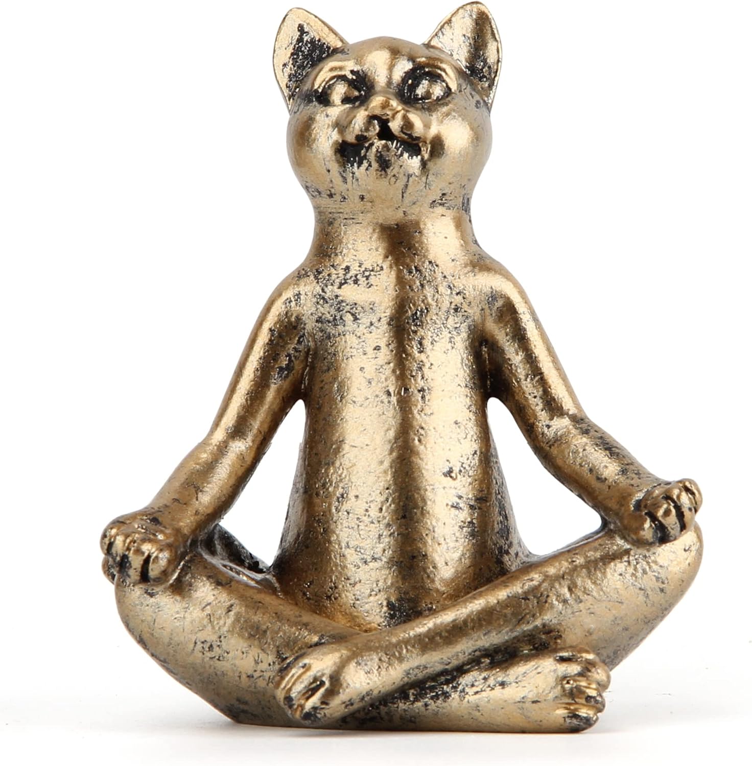 Smadeer Yoga Cat Statues for Home Decor Accents,Yoga Pose Figurine for Zen Spiritual Bedroom Living Room Office Table Desk Modern Boho Decoration,Meditation Shelf Decor Accents Antique Bronze Gift