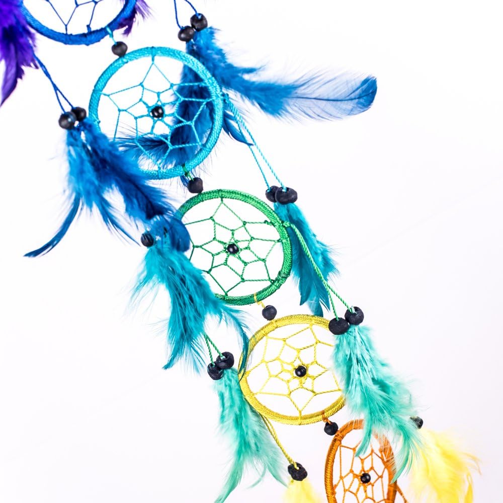 Pink Pineapple Dreamcatcher mit Federn und Perlen: Handgemachter Traumfänger Vielen Farben Erhältlich - Regenbogen - Traumfanger (6 x 50 cm)