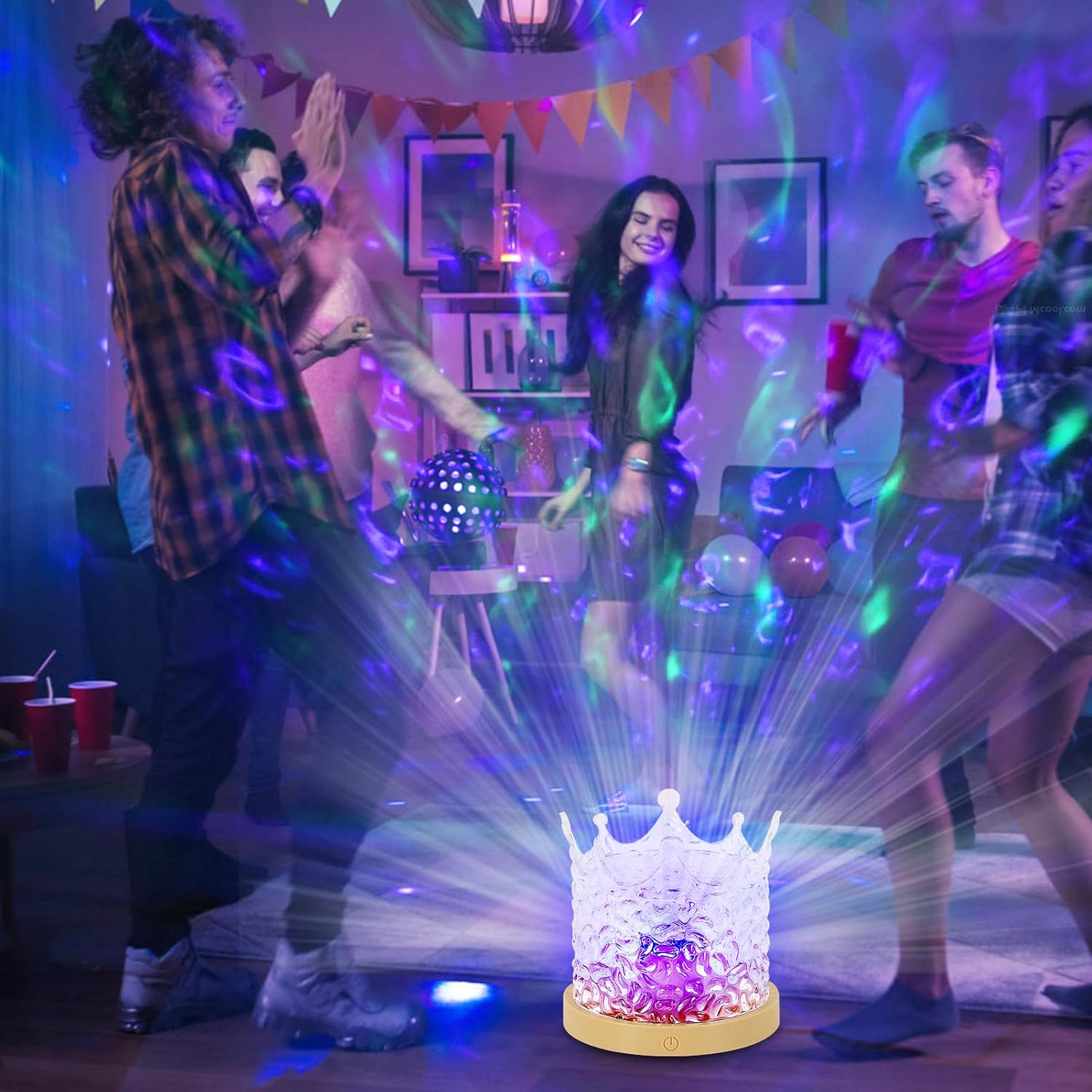 Jinlaili Wasserwellen Aurora Lampe, Aurora Projector, Polarlicht Lampe, Lavalampe, mit 16 Beleuchtung-Effekten, LED Nachttischlampe, Nachttischlampe Touch Dimmbar fur Schlafzimmer/Wohnzimmer