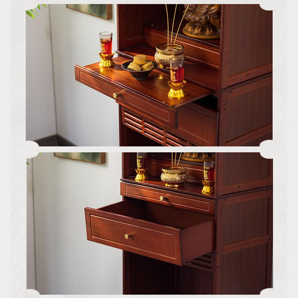 Traditioneller Altartischschrank zur Meditation, großes Lagerregal, Schublade, tragbarer Griff, Ritualmöbel(Brown,50 * 37 * 172cm/19 * 14 * 67in)