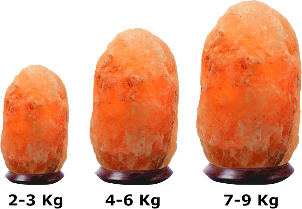 HAF Rosa Salzlampe Pyramide aus echtem Kristallsalz | Salzkristalllampe in Naturform | Salzsteinlampe auf Holzsockel aus der Salt Range Punjab | Dekorative Nachttischlampe für Wellness & Meditation