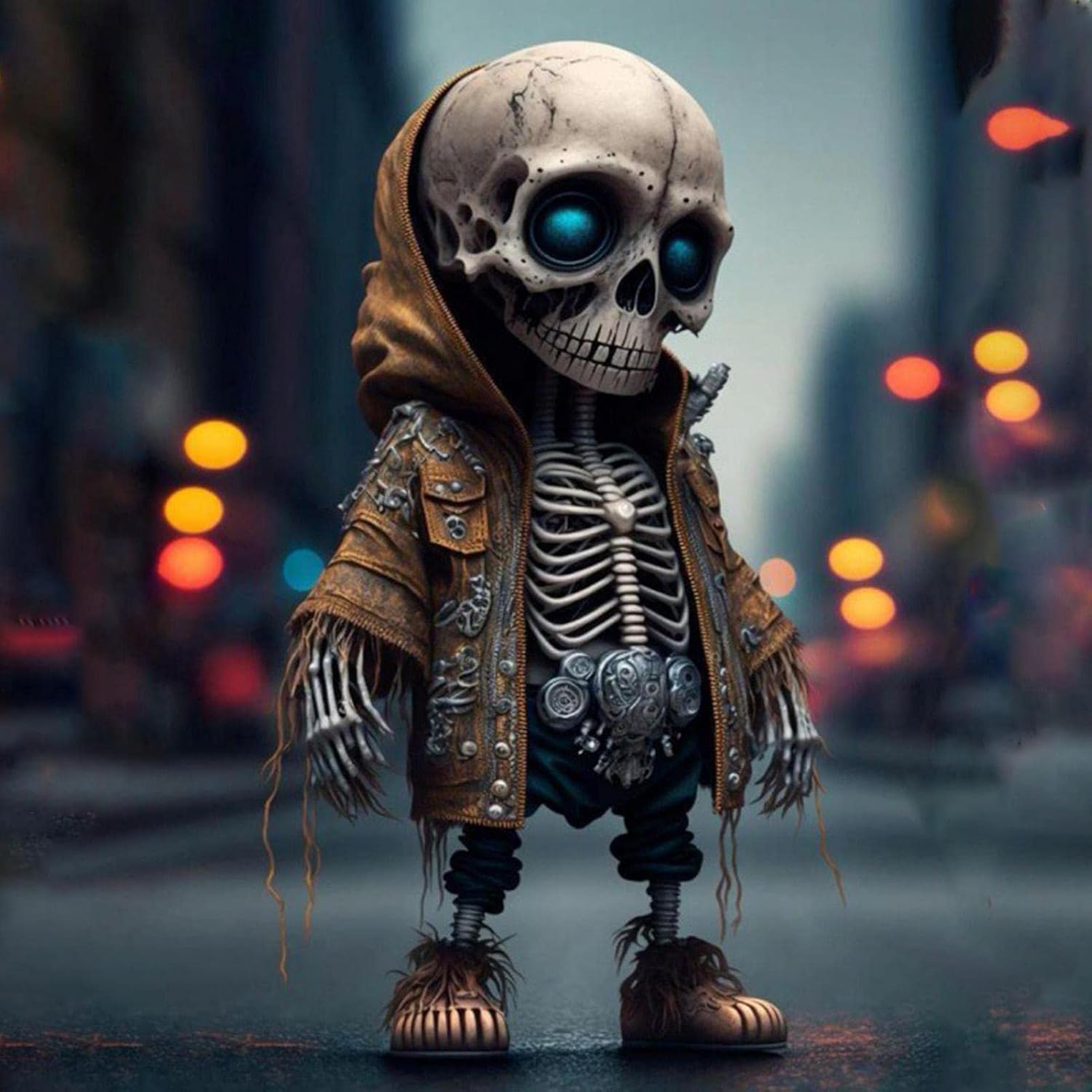 Qihuyi - Skeleton Figures, Cool Skeleton Figures, Resin Statue Sculpture Memorial Miniature Gothic, Decorative Sculpture Decoration, Portable Halloween Home Party Desk Decoration