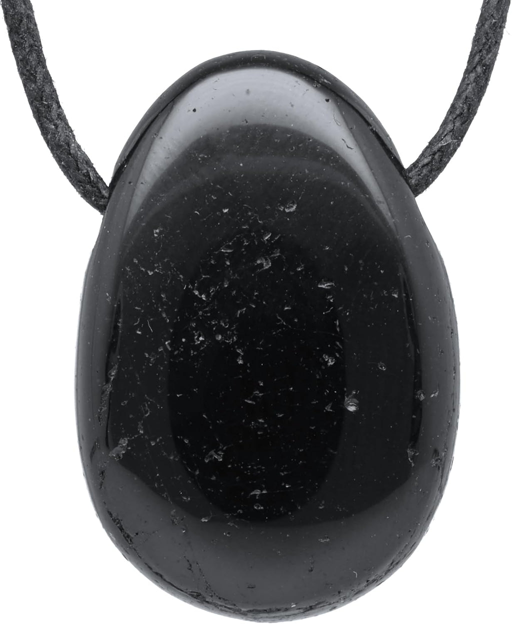 Lebensquelle Plus Black Tourmaline Schörl Drop Pendant Tumbled Stone Drilled with Leather Cord