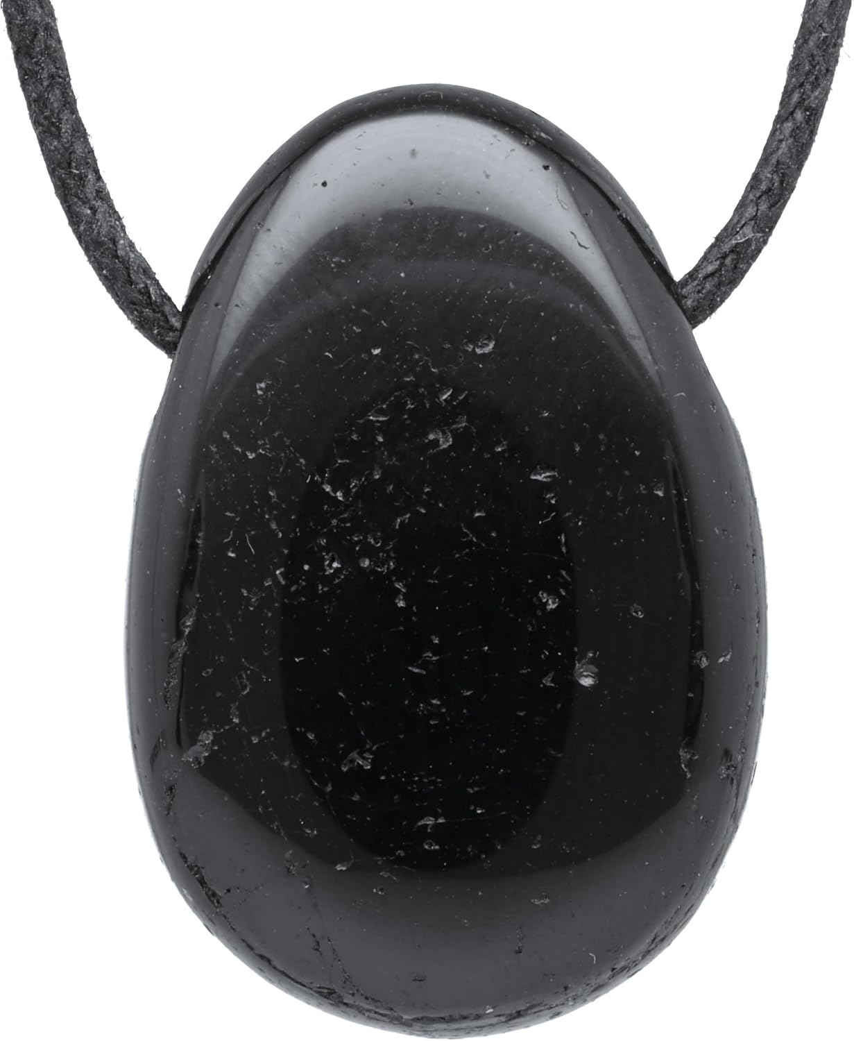 Lebensquelle Plus Black Tourmaline Schörl Drop Pendant Tumbled Stone Drilled with Leather Cord