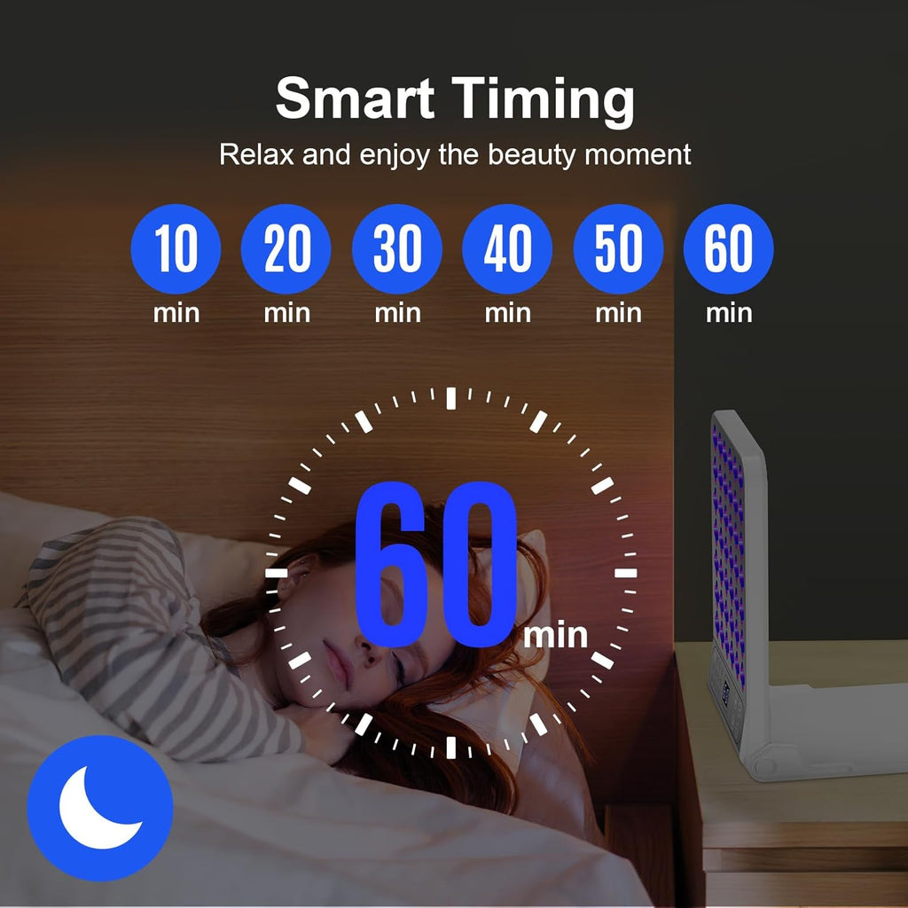 Infrarotlampe Rotlichtlampe, 4 Wellenlängen Rotlichtlampen mit Timer, 210 LEDs Rotes Licht-Lampe,12 Modi, Infrarotlichtlampe Für Gesicht und Körper (Lampe erzeugt keine Wärme)