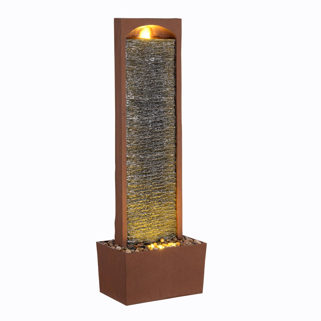 Peaktop RJ-19041-EU Garden Patio Stone 38 Inch Upright Waterfall Fountain