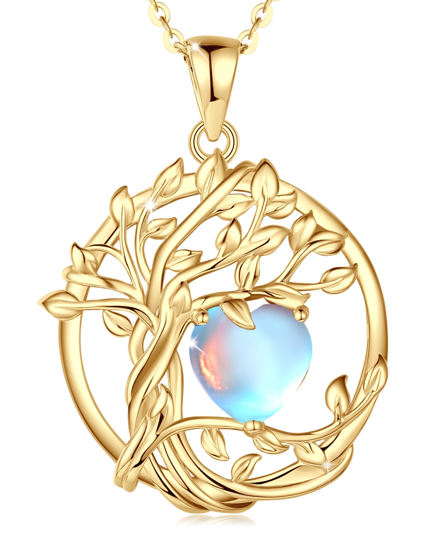 FANCIME Tree of Life Baum des Lebens Geburtstein Halskette Sterling Silber Anhänger Geburtstein Kette Edelstein Jahrestag Geburtstag Schmuck Weihnachten Geschenke für Damen Mama Ihre Frau