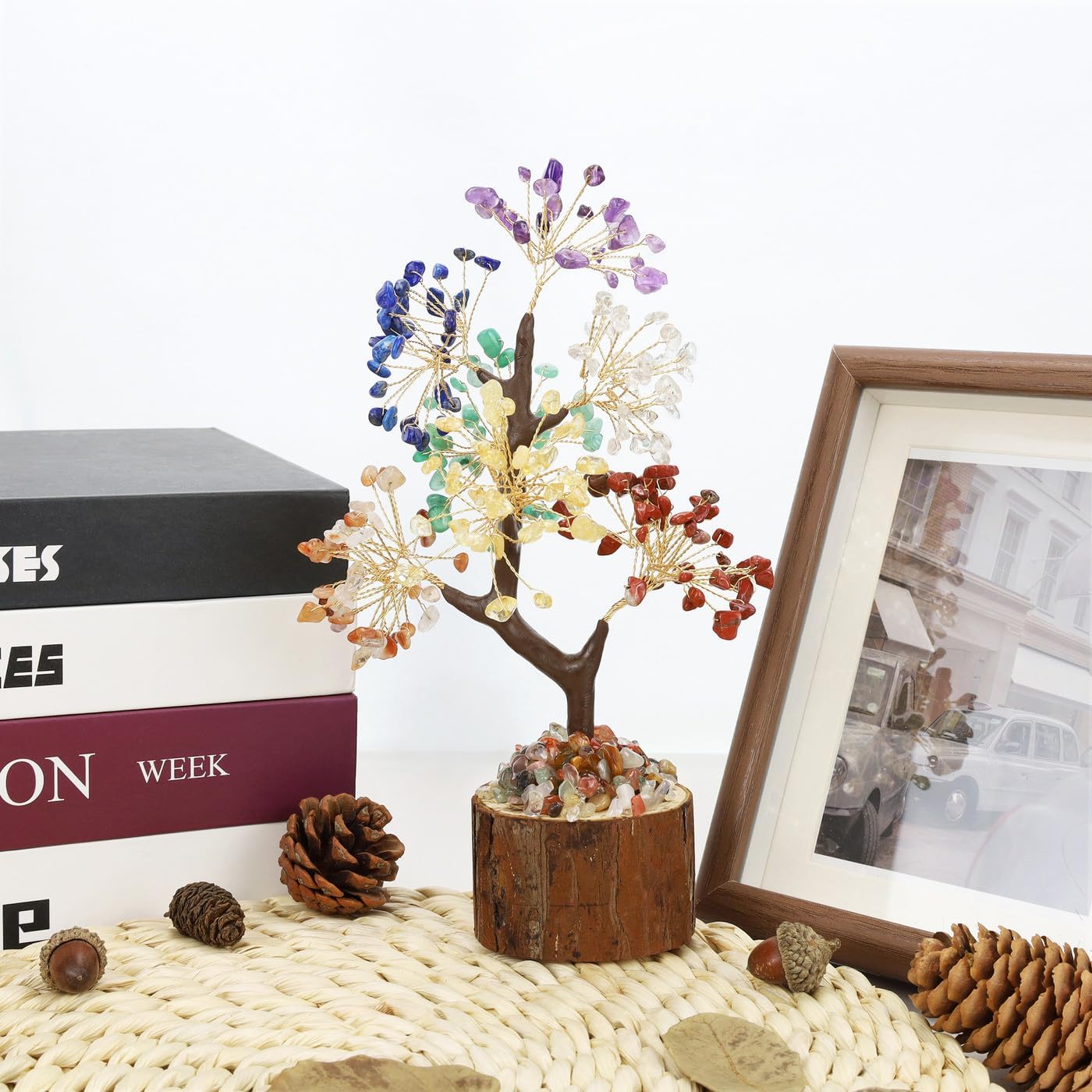 AWARDSEN Chakra Steine Kristallbaum, Lebensbaum, Edelsteinkristall Bonsai Baum, Geldbaum Schreibtisch Deko, Baum des Lebens, Spirituell Esoterik Feng Shui Deko, Spirituelle Geschenke für Frauen