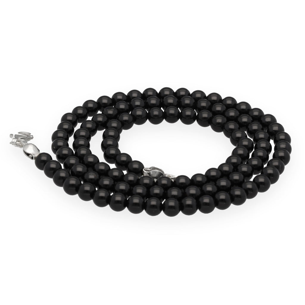 Lebensquelle Plus Edelstein Kugelkette + 925 Silber Verschluss | Ø 4mm Kugeln Karabinerverschluss 45cm lang | Hochwertige Kette