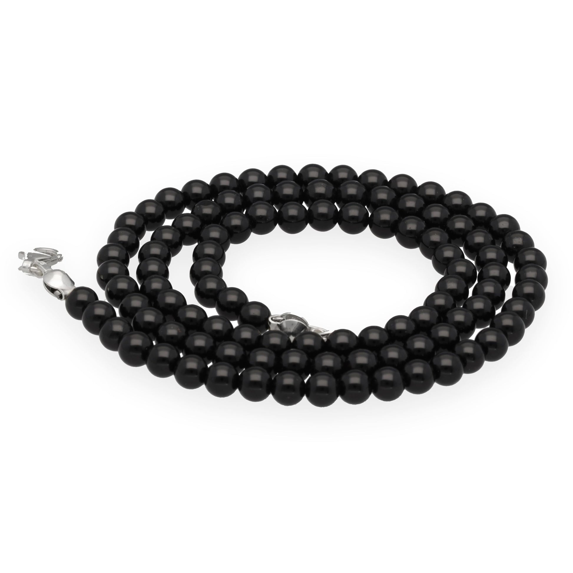 Lebensquelle Plus Edelstein Kugelkette + 925 Silber Verschluss | Ø 4mm Kugeln Karabinerverschluss 45cm lang | Hochwertige Kette