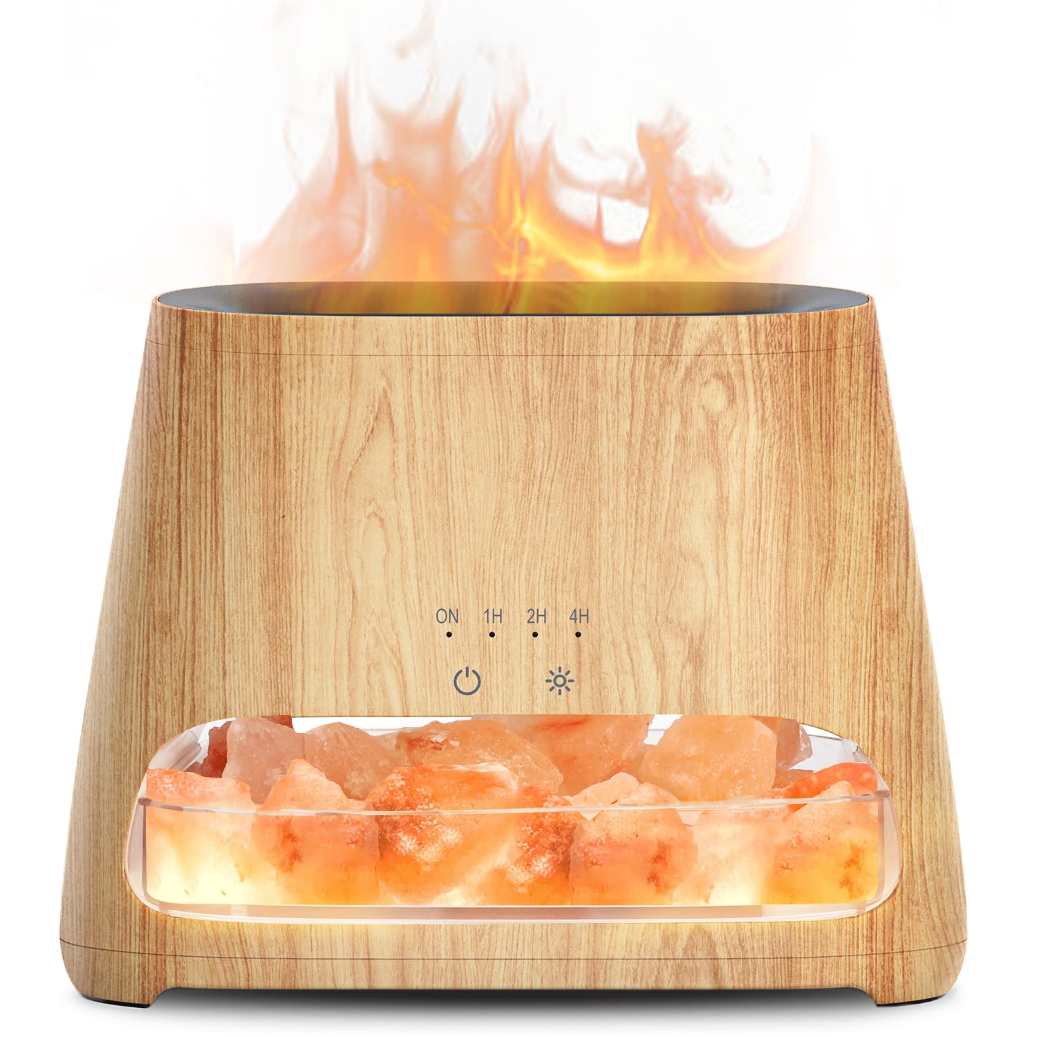 SALKING 2-in-1 Himalayan Salt Lamp Diffuser, Cool Mist Humidifier, Aromatherapy & Himalayan Salt Therapy, 100% Pure Himalayan Salt, Ultrasonic Essential Oil Diffuser with Ambient Glow, 150ml (Dark)