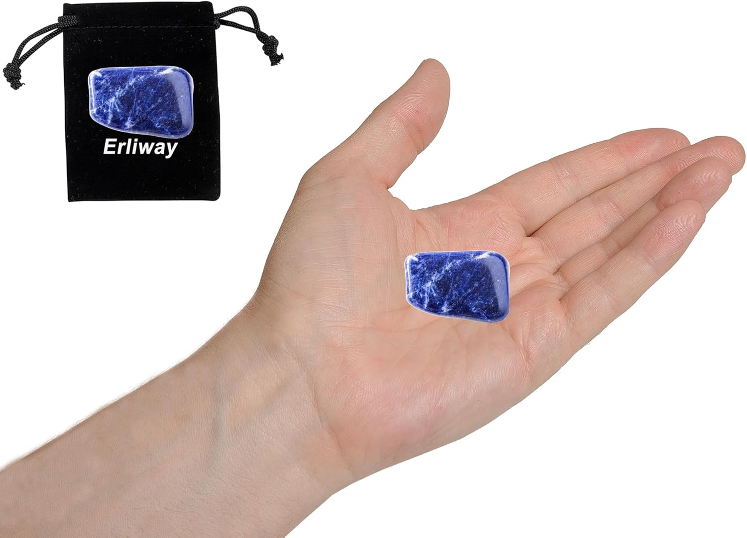 Sodalite Healing Crystal Stones, 1.25-2.0 Inch Reiki Healing Stones, Natural Tumbled Polished Stones for Energy Witchcraft Therapy Meditation