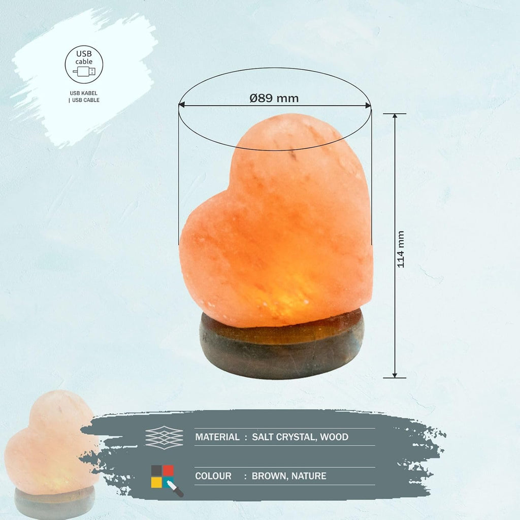 GLOBO 28306 Salt Crystal Lamp Table Lamp Salt Crystal Lamp LED Salt Lamp Heart Shape