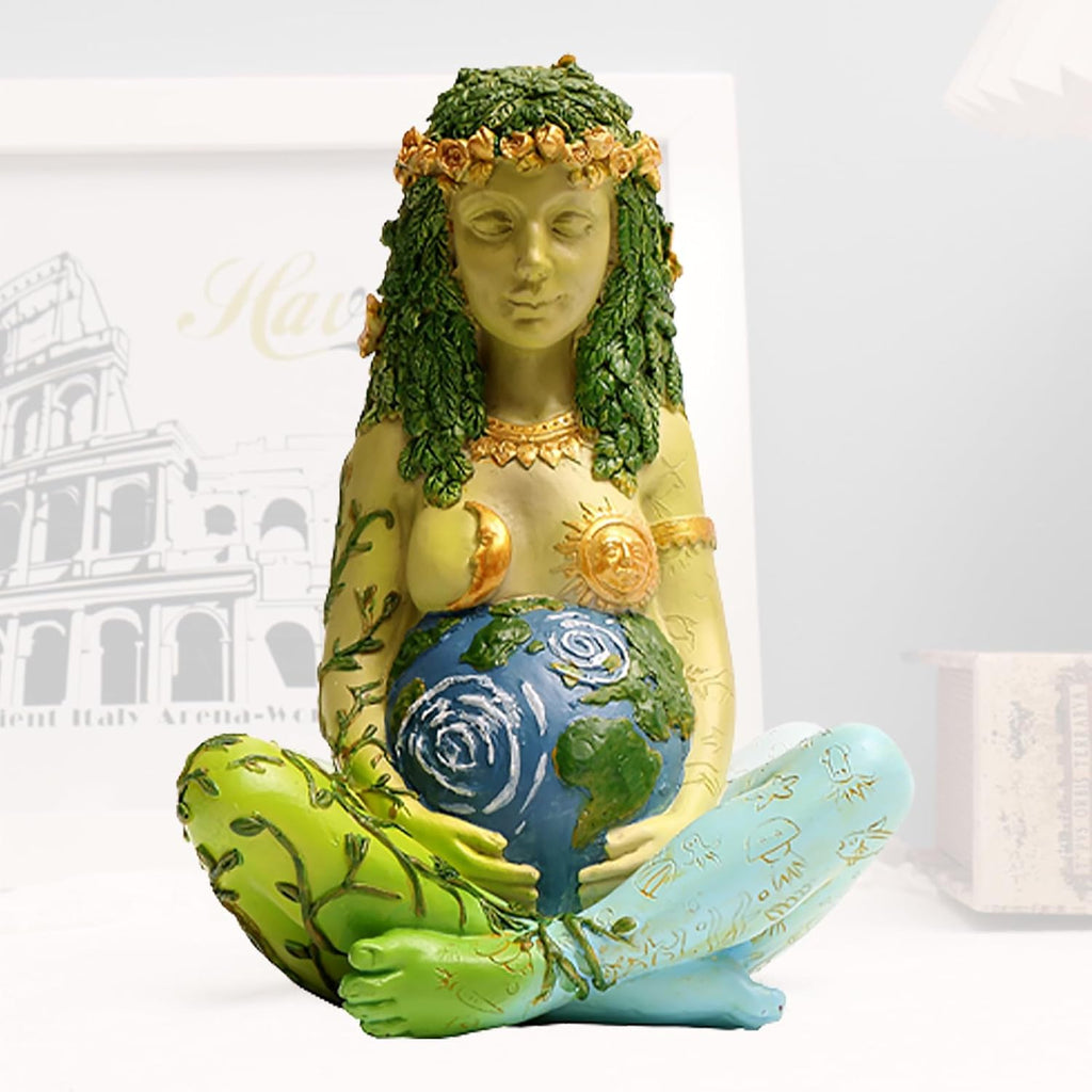 17,8 cm Mutter Erde Statue,Millennial Gaia Göttin Statue,Kunstharz Kunststatue,Handbemalte Heilfigur,aus Feinstem Harz Gegossen,Wunderschön Geformtes Design,für Zuhause,Kunstraum,Garten,Freien