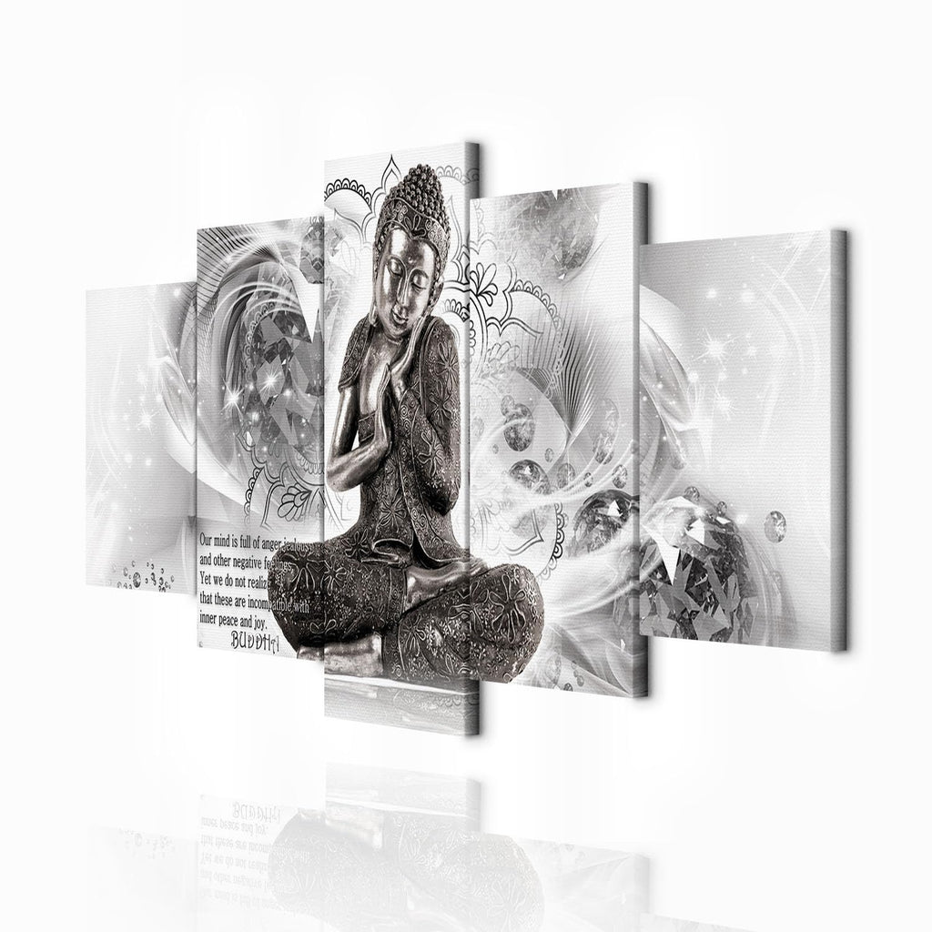 decomonkey Bilder Buddha 200x100 cm 5 Teilig Wandbild Groß Leinwandbild XXL Deko Wohnzimmer Schlafzimmer Wanddeko Pictures For Wall Poster Wall Painting Zen Orient