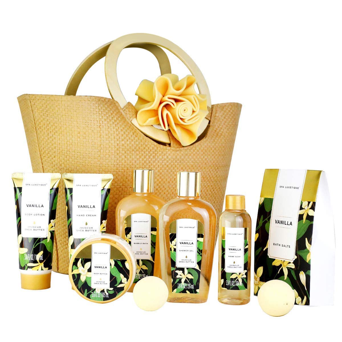 SPA LUXETIQUE Damen Bade Geschenkset - 10tlg. Lavender Duft Geburtstaggeschenk Wellness set für Frauen Handcreme, Duschgel, Schaumbad, Bodylotion, Badesalz, Badeschwamm, Muttertagsgeschenk