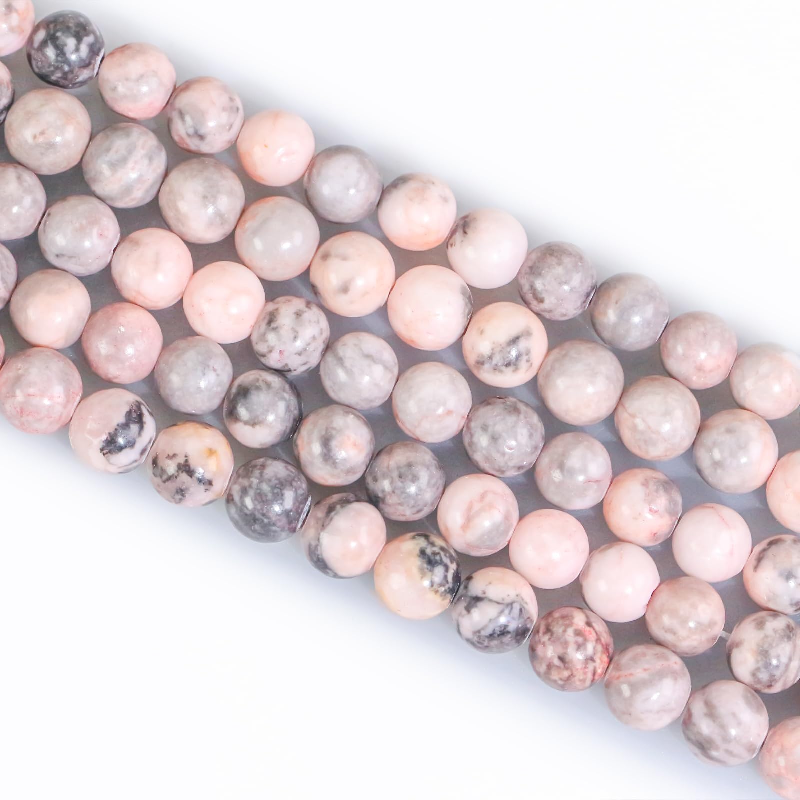 Natural Stone Beads, Gemstone Beads, 45 Pieces, 8 mm, Natural Stone, Unakite Gemstone Beads, Polished Round Gemstones for Threading, Gemstones, Stone Beads for Bracelets, Necklaces, DIY Jewellery,