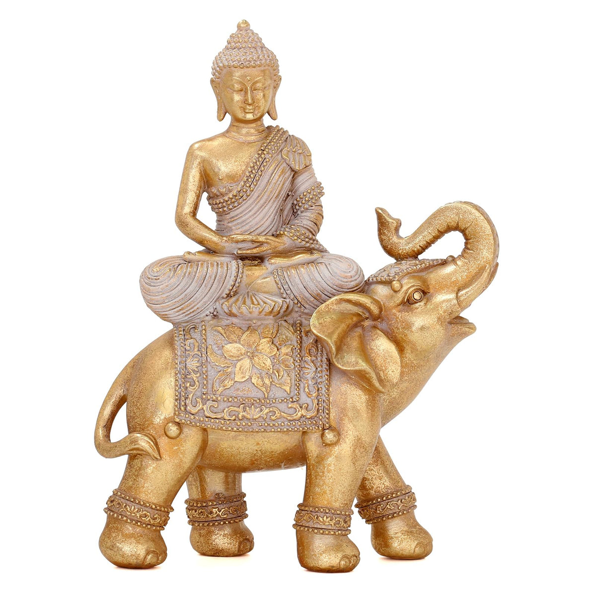 Buddha Statue for Home Decor Gold Candle Holder 11.5”-Elephant Buddha Statues for Zen Decor - Spiritual Buddha Decor for Living Room-Buda–Budda–Buddha Gift for Relaxation, Meditation or Shrine