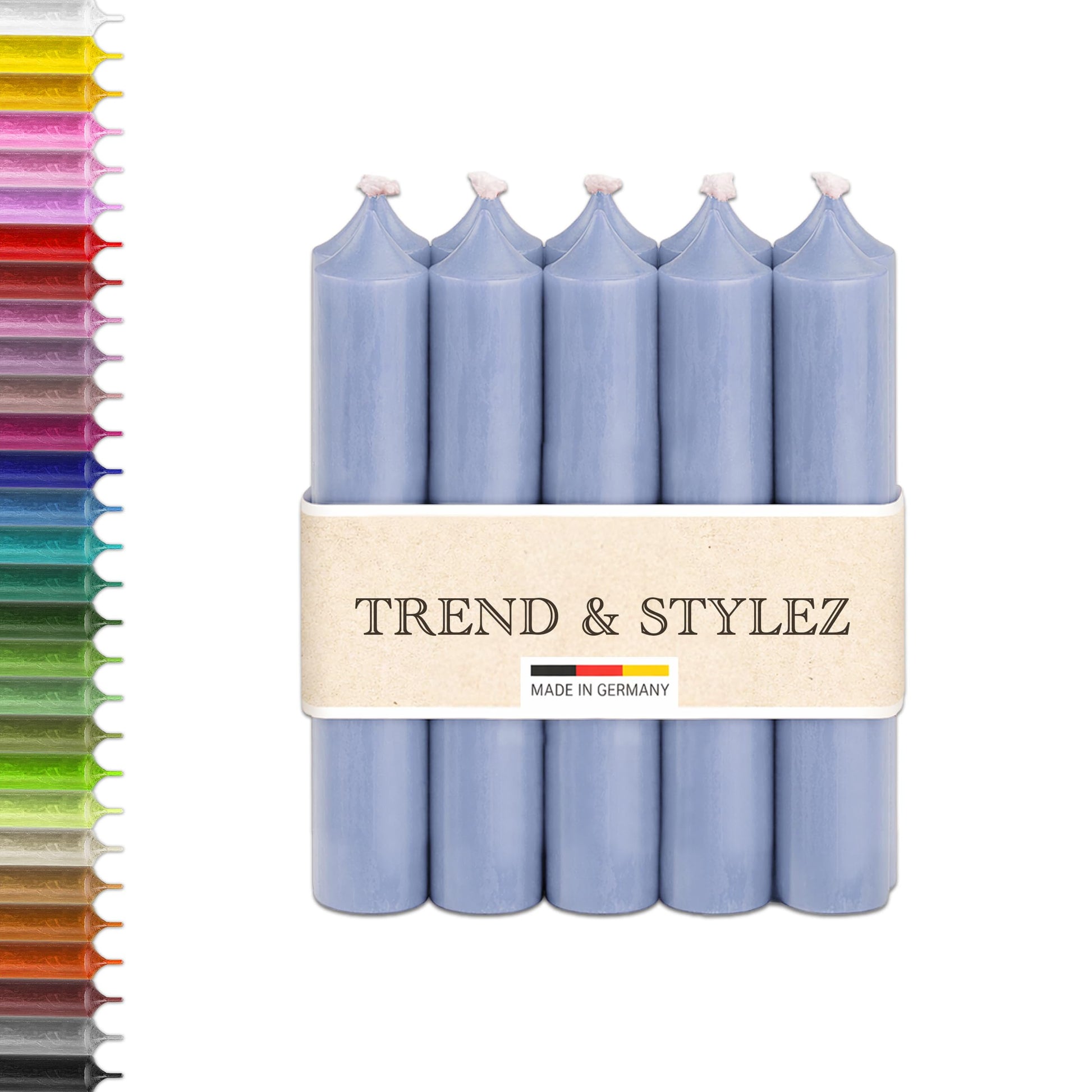 10 Bunte Spitzkerzen durchgefärbt 100x22mm | RAL Stabkerzen mit 8h+ Brenndauer | Ohne Tropfen & Rußen | Tafelkerzen für Leuchter | Made in Germany (Pastellrosa)