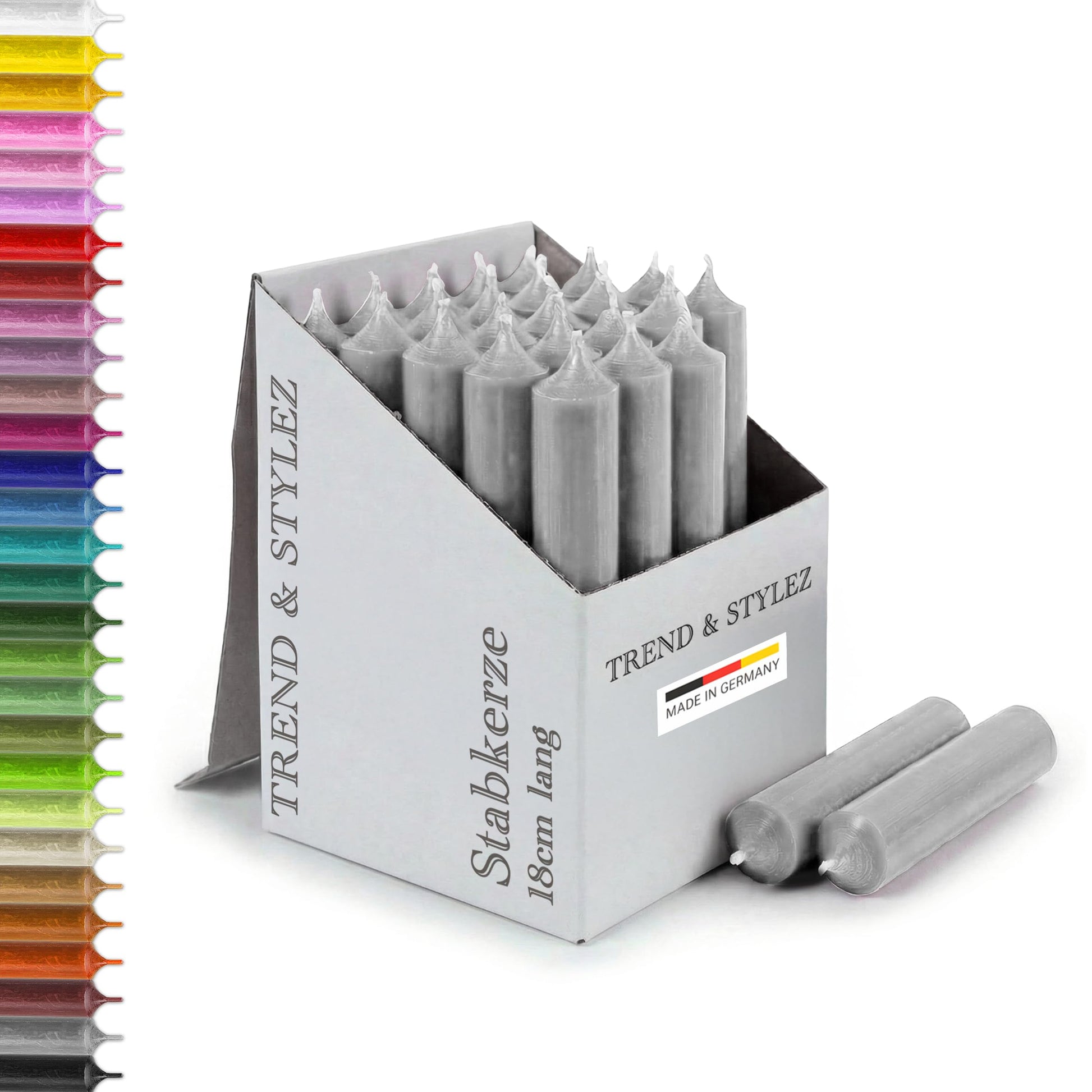 25 Stabkerzen 180mm x 22mm | Durchgefärbte Spitzkerzen | 8+ Stunden Brenndauer | Made in Germany - Ohne Tropfen & Rußen | RAL-Zertifizierte Tafelkerzen unparfümiert (Grün)