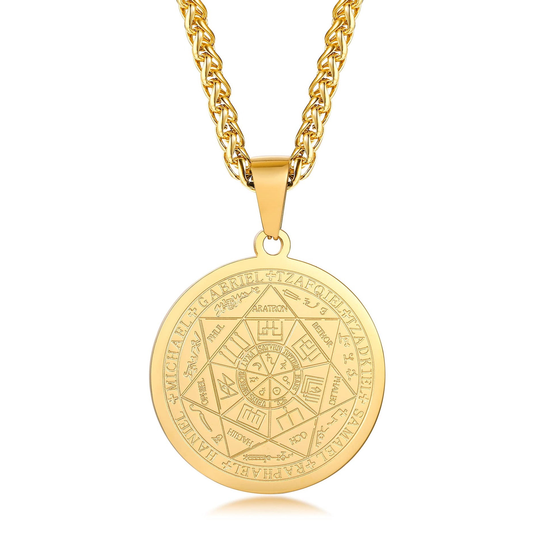 XUANPAI Siegel der Sieben Erzengel Ketten Choker Statement Halskette Talisman Anhänger Amulett Schmuck für Männer