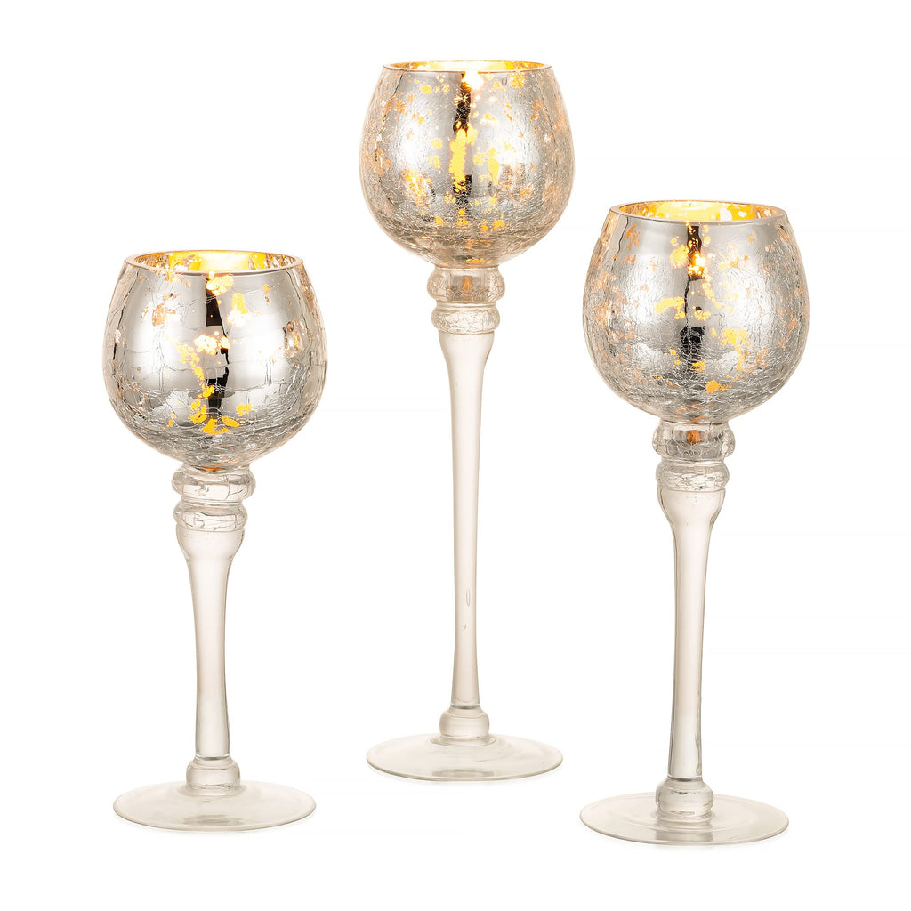 Teelichthalter Glas Teelicht Kerzenhalter - 3 Stück Quecksilberglas Kerzenständer für Tischdekoration Violett Teelichtgläser für Säule und Schwimmende Kerzen Weihnachts Wohnzimmer Deko