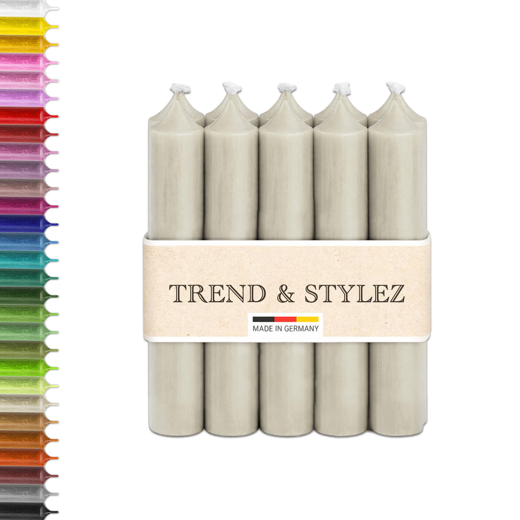 10 Bunte Spitzkerzen durchgefärbt 100x22mm | RAL Stabkerzen mit 8h+ Brenndauer | Ohne Tropfen & Rußen | Tafelkerzen für Leuchter | Made in Germany (Pastellblau)