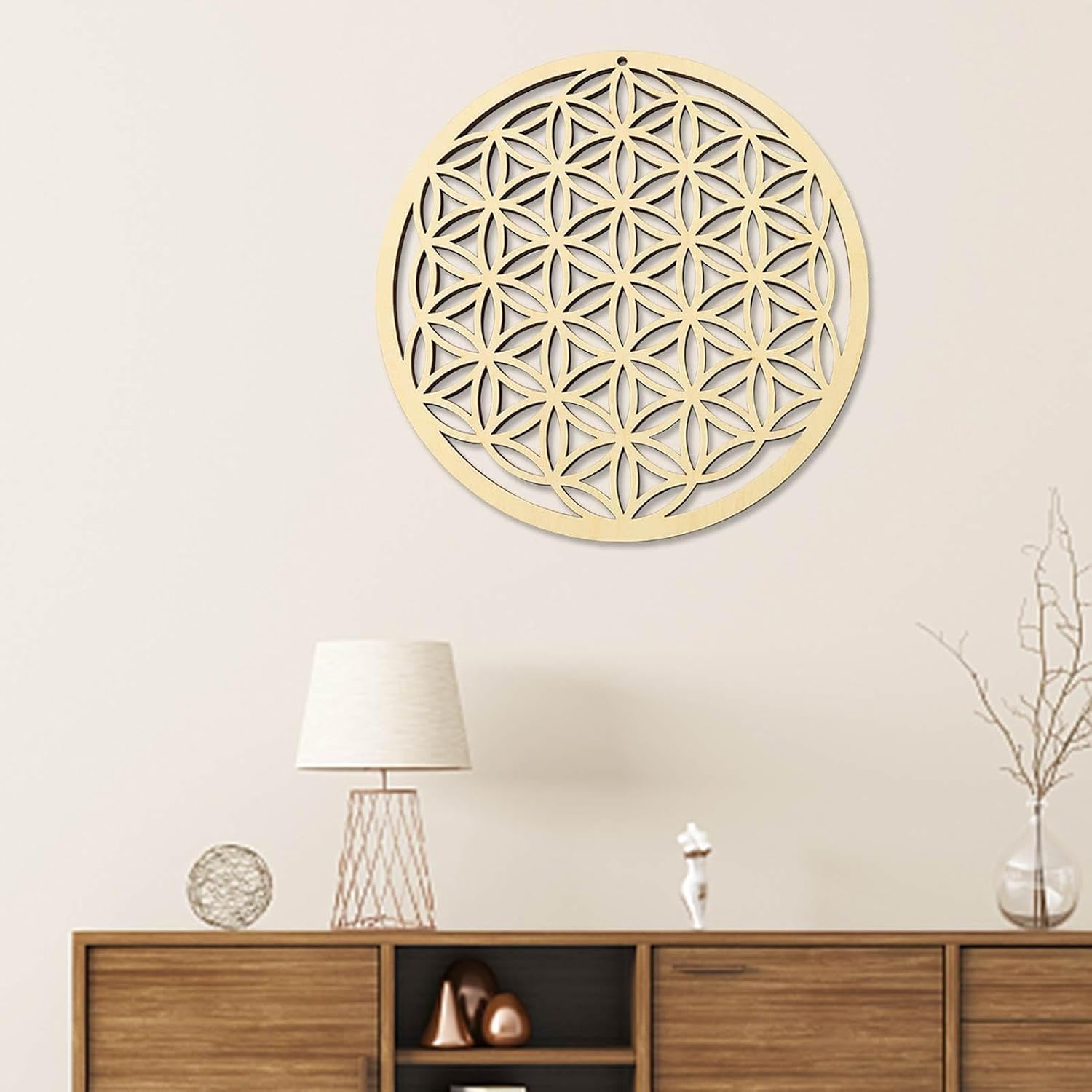 Wooden Grid Wall Art with Sacred Geometry, Chaakra Grid, Wall Art with High-Quality Sacred Geometry of Life, Spiritual Decoration