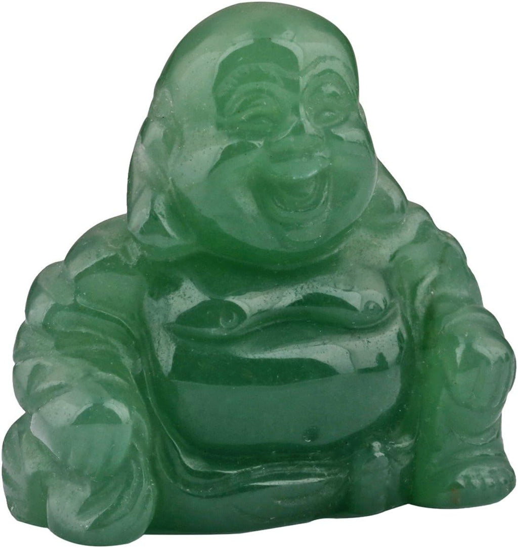 Nupuyai Green Aventurine Laughing Buddha Figure Gemstone Crystal Lucky Buddha Healing Stone Feng Shui Decoration