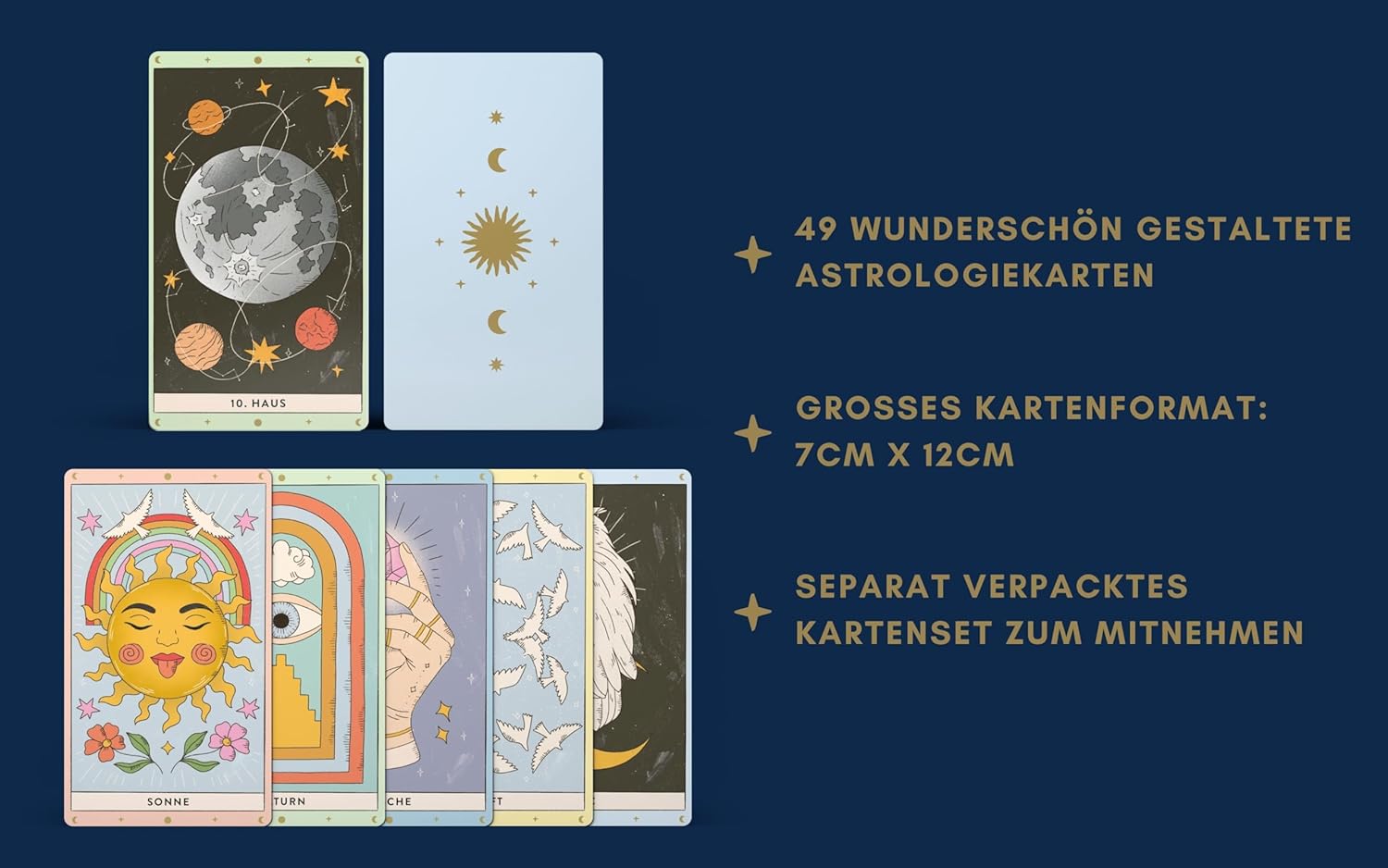 Astrologiekarten: Astrologiekarten mit Buch, Set für Anfänger: ausführliche Beschreibungen zu Fragen, Karten und Legetechniken