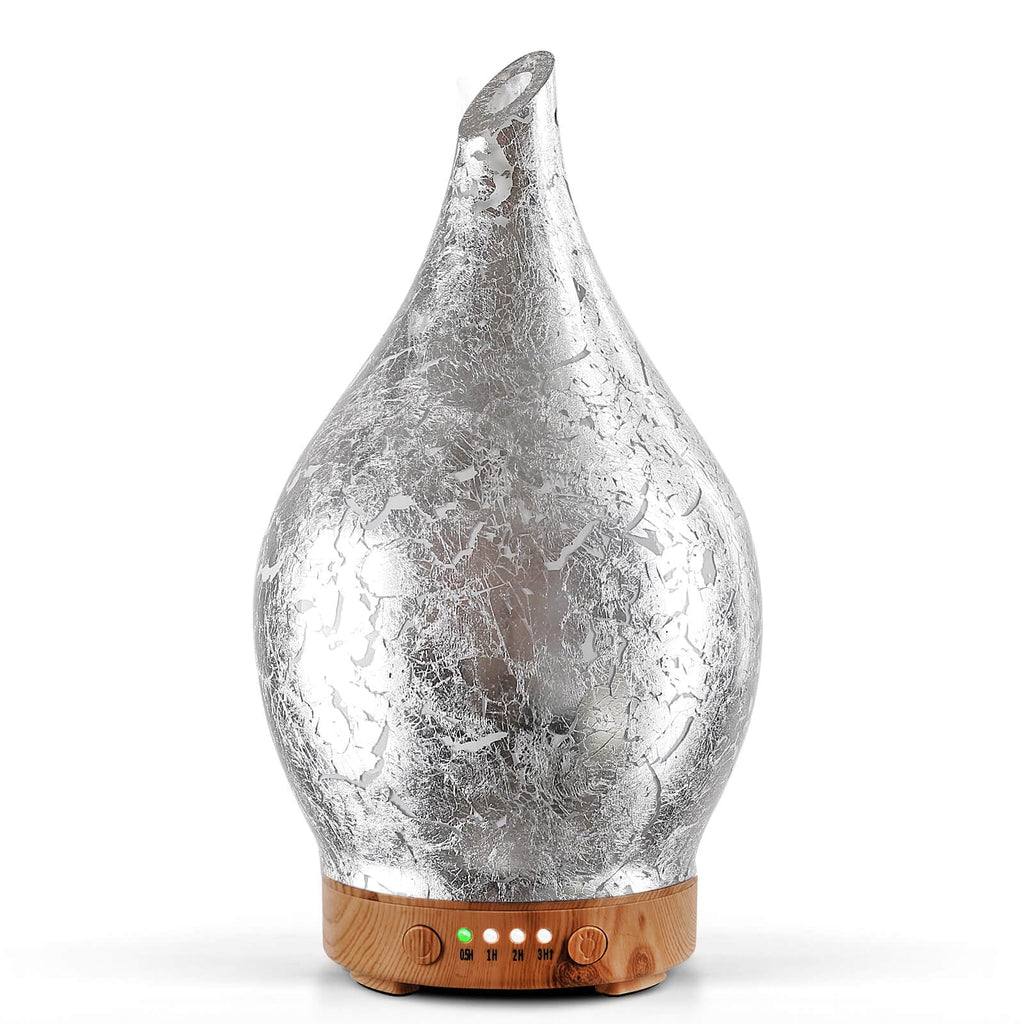 Porseme Aroma Diffuser Luftbefeuchter 150ml,Handgeblasen 3D Luftbefeuchter Ultraschall Leise 7 farbwechselnde LEDs Raumbefeuchter BPA Frei für Wohnung Yoga SPA mit Timer (Rose Gold)