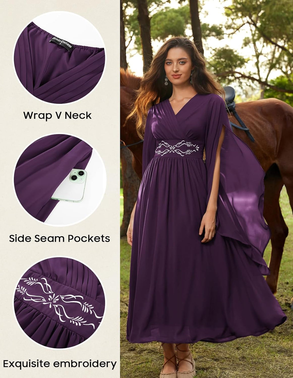 Scarlet Darkness Women's Renaissance Costume Wrap V Neck Medieval Dress Split Bell Sleeve Embroidery Fairy Dresses