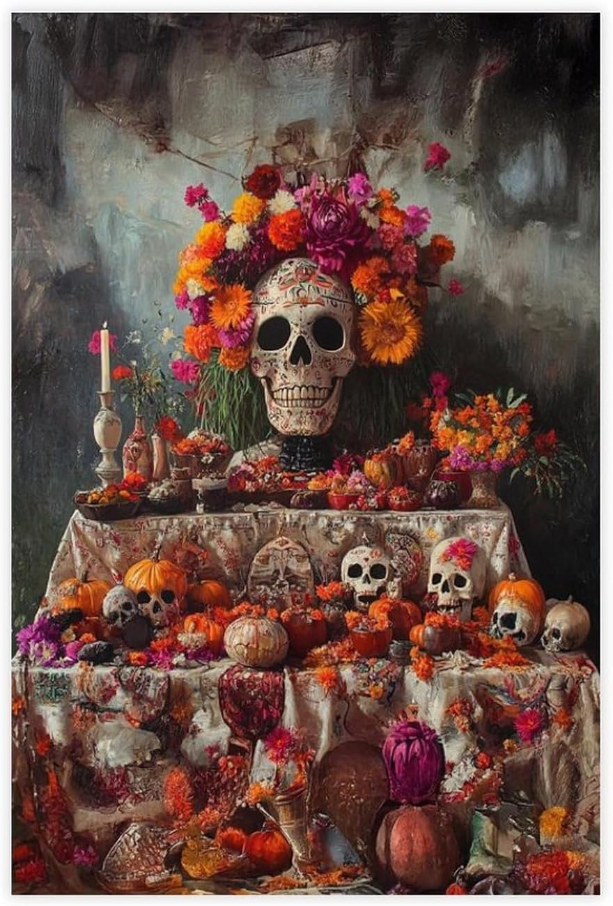 Leinwandposter Altar De Muerto, Schlafzimmer, Dekoration, Landschaft, Büro, Raumdekoration, Geschenk, 20 x 30 cm