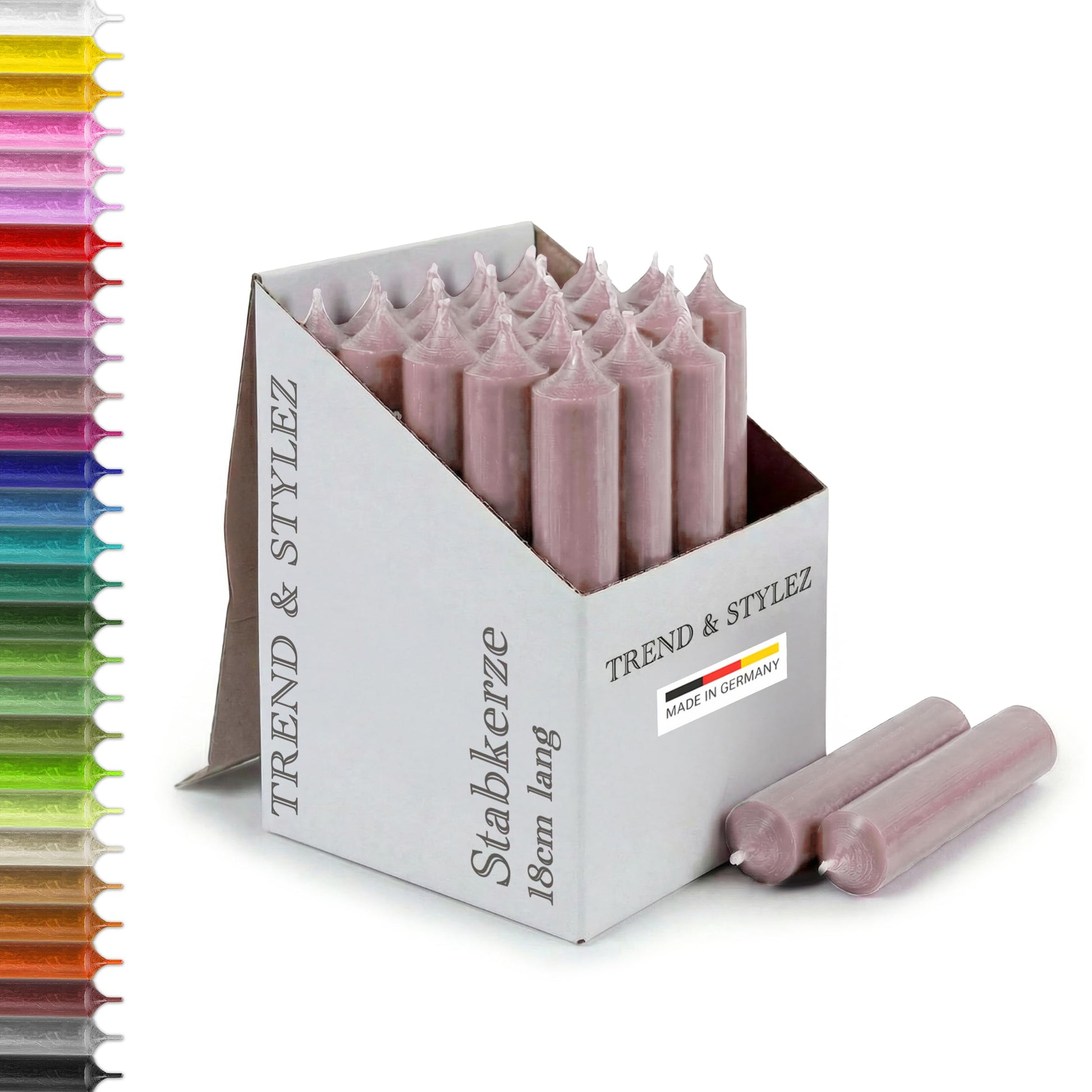 25 Stabkerzen 180mm x 22mm | Durchgefärbte Spitzkerzen | 8+ Stunden Brenndauer | Made in Germany - Ohne Tropfen & Rußen | RAL-Zertifizierte Tafelkerzen unparfümiert (Grün)