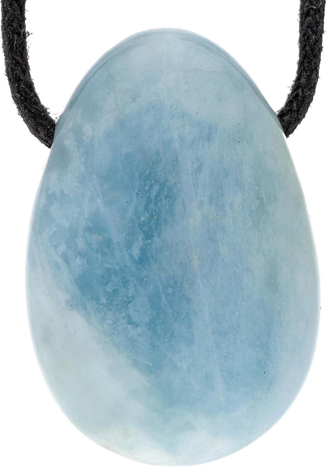 Lebensquelle Plus Aquamarine Teardrop Pendant | Drilled Tumbled Stone Pendant with Cotton Cord | High-Quality Gemstone Pendant