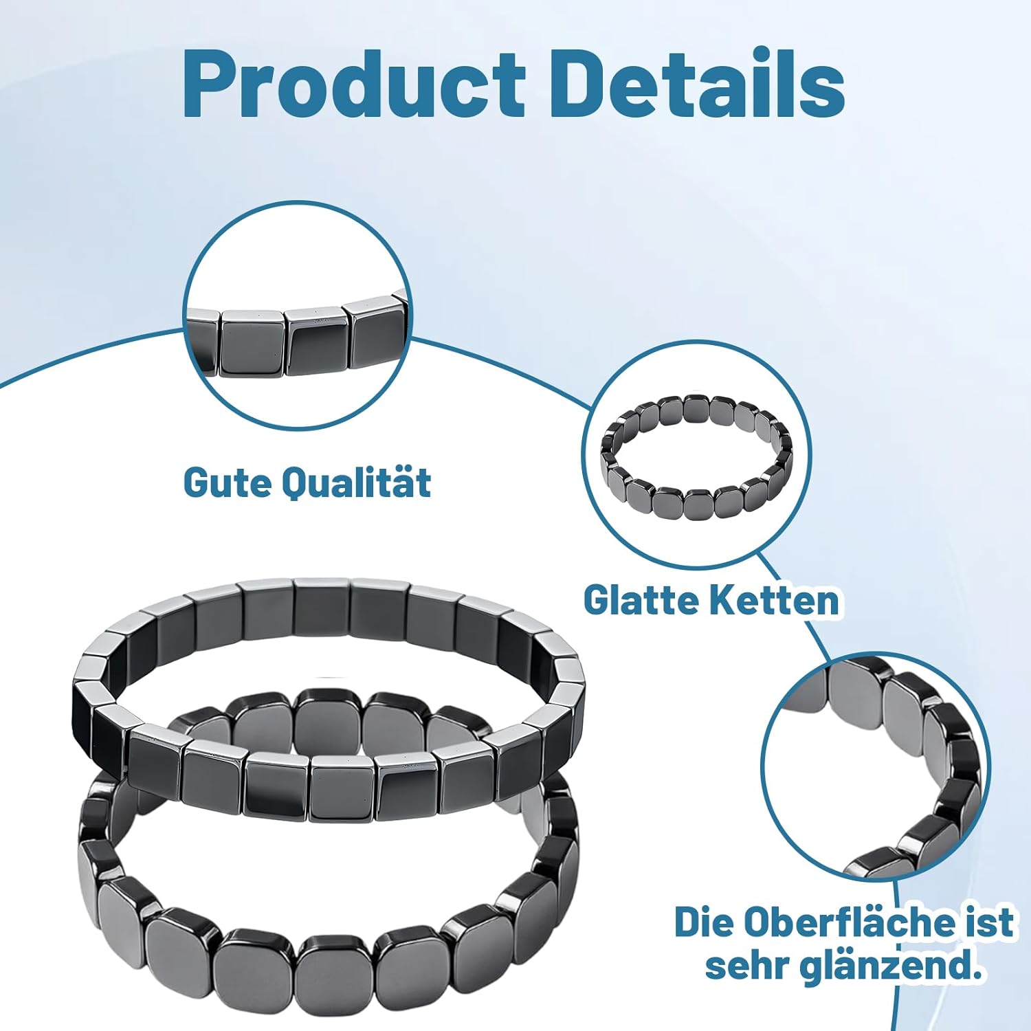 2 Stück Hämatit Armband für Herren, 2 Stilen Magnetarmband Herren, Hämatit Armbänder mit Magnetsteinen, Stilvolles Elastische Männer Armbänder für Sport Alltag Geschenk