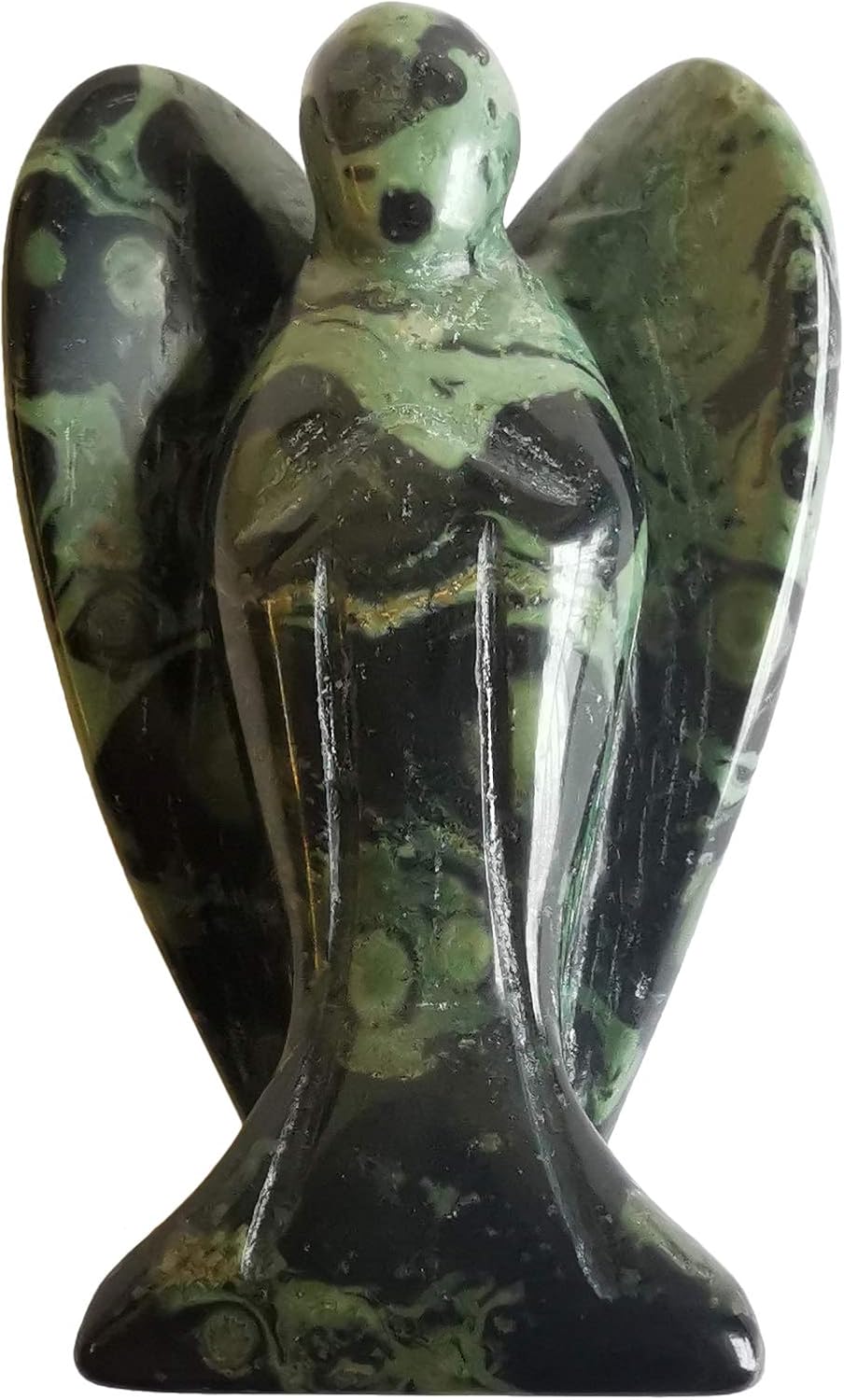 Natural Kambaba Jasper Guardian Angel Statue, Hand Carved Stone Healing Crystal Bag Figures Decoration, 5 cm