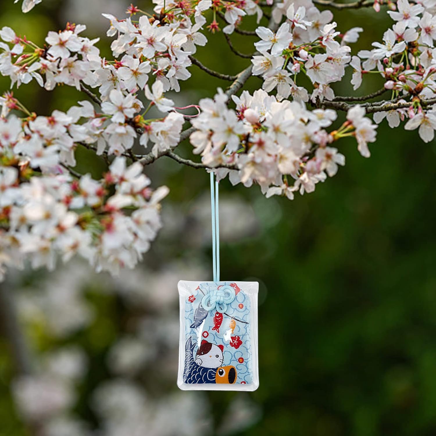 WEBEEDY Pack of 8 Omamori Charms, Japanese Shrine Lucky Blessing Bag, Amulet, Lucky Charm, Blessing Bag, Pendant for Health, Japanese Pendant for Car, Christmas, Christmas Tree Pendant