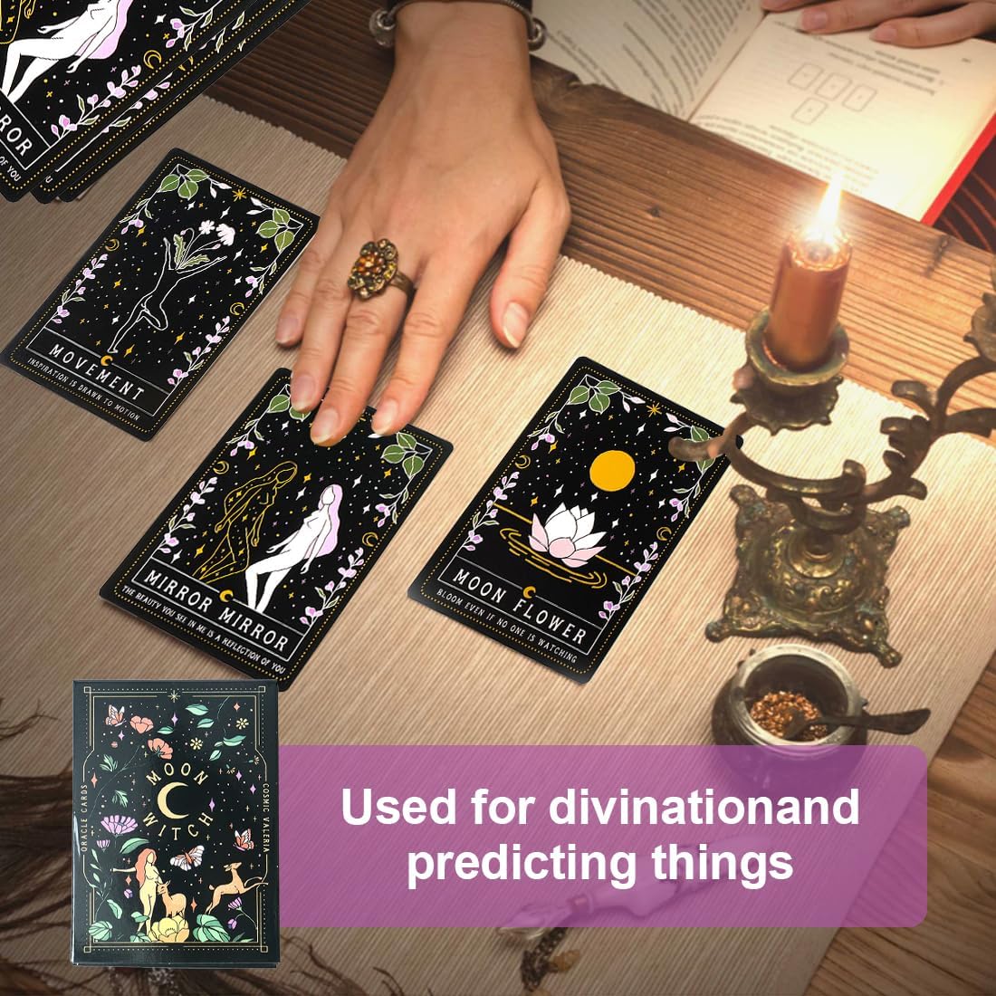 NHQZ NHQ Tarotkarten,Tarot Karten für Anfänger,Moon Witch Oracle,Hexen Tarot,42 Blätter