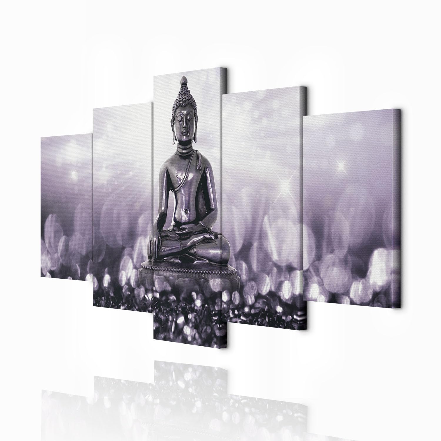 decomonkey Bilder Buddha 200x100 cm 5 Teilig Wandbild Groß Leinwandbild XXL Deko Wohnzimmer Schlafzimmer Wanddeko Pictures For Wall Poster Wall Painting Zen Orient