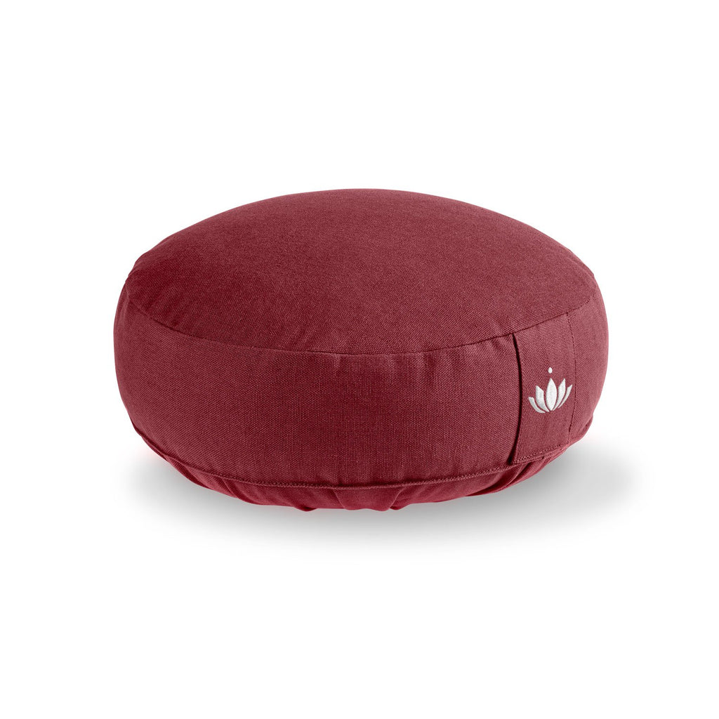 Lotuscrafts® Meditationskissen mit 10 cm Sitzhöhe, extra niedrig, Yoga Kissen mit Dinkelfüllung, Yogakissen Rund, Bodenkissen Rund, Yogakissen Meditationskissen, Bezug waschbar, GOTS Zertifiziert