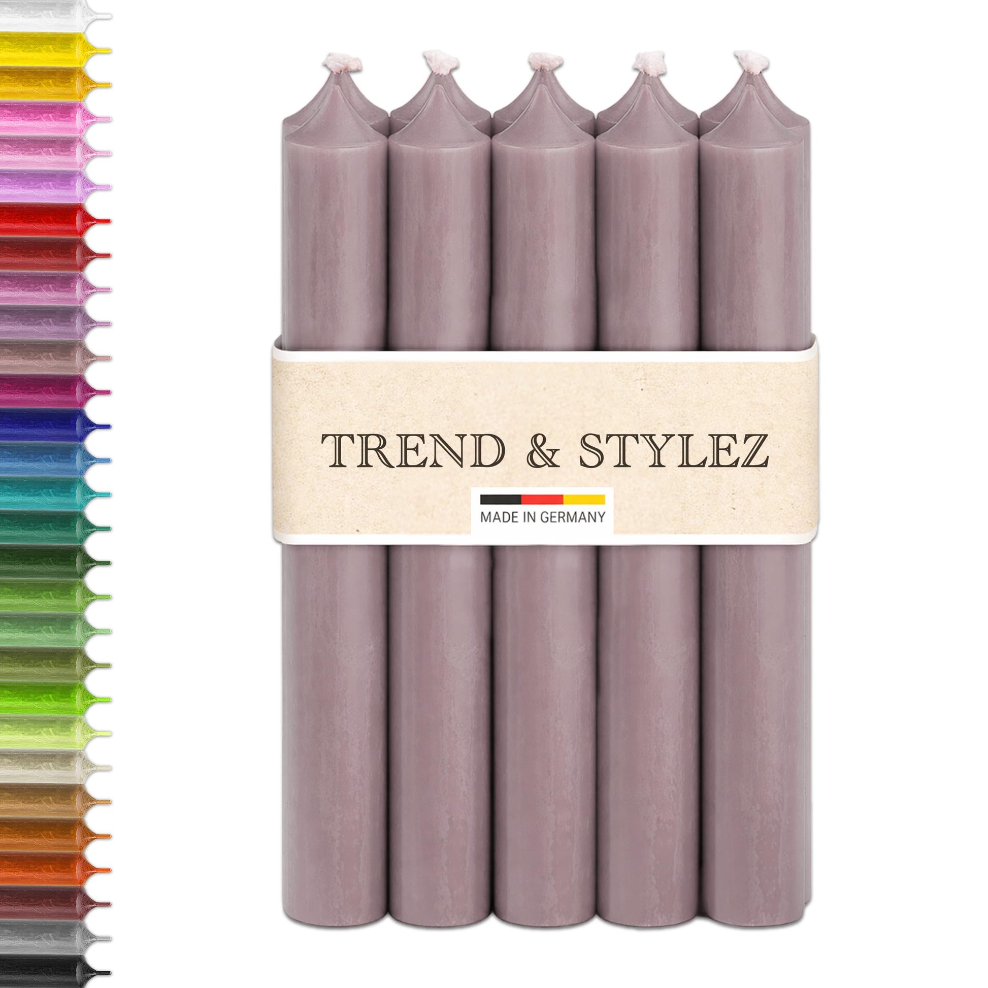 10 Spitzkerzen durchgefärbt (180x22mm) | RAL Stabkerzen mit 8h+ Brenndauer | Ohne Tropfen & Rußen | Tafelkerzen für Leuchter | Made in Germany (Schwarz)